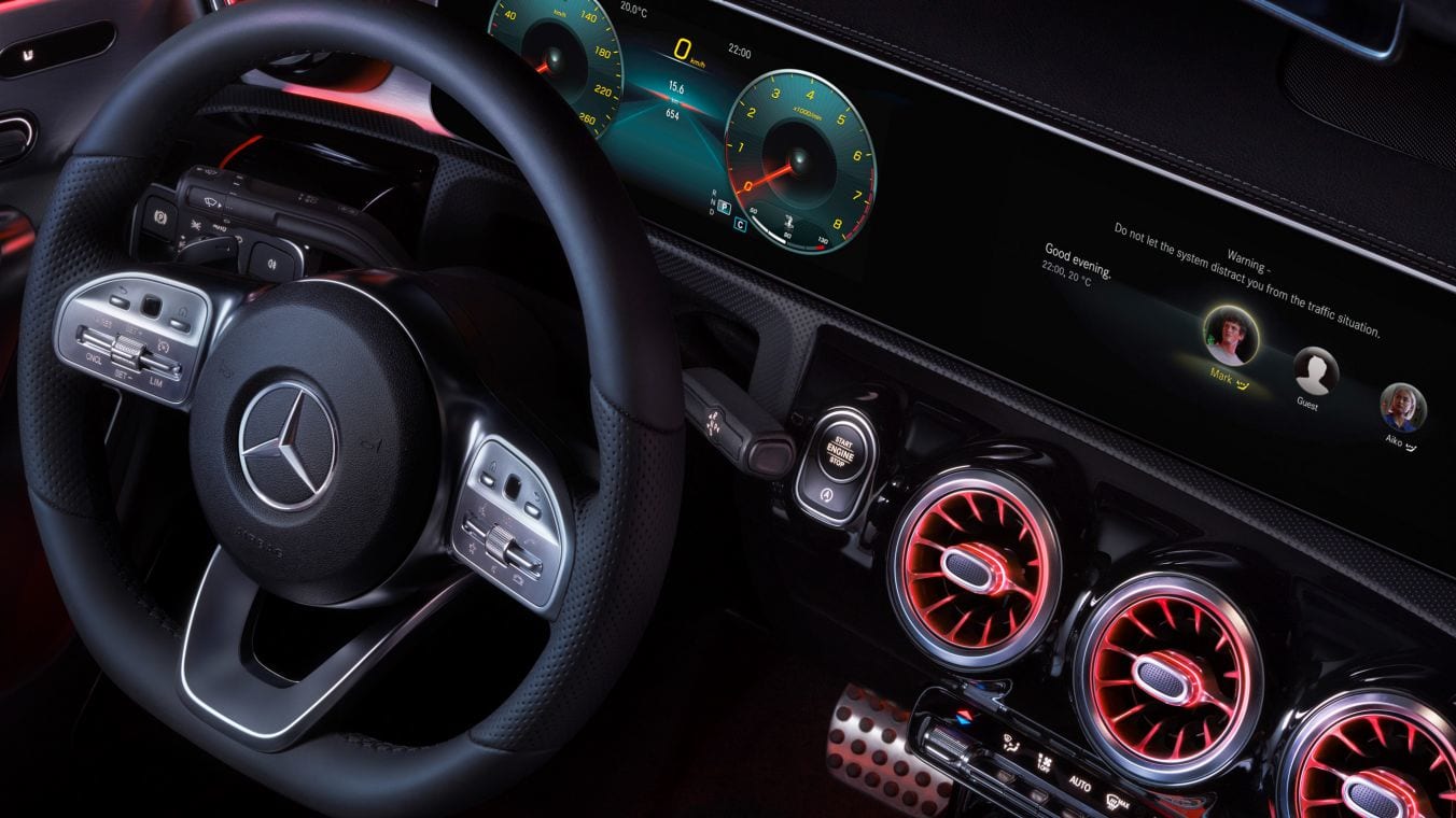 Primo piano del design degli interni di Nuovo CLA Coupé.