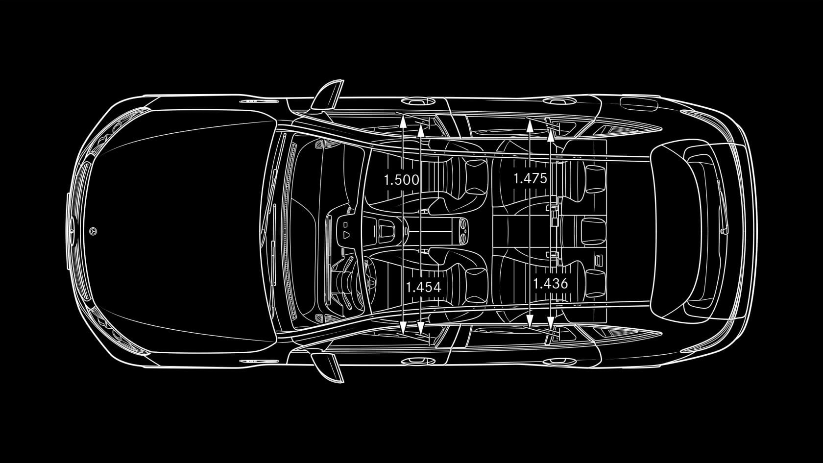 Mercedes-Benz EQC: vista dall'alto Il disegno quotato presenta una vista dall'alto di Mercedes-Benz EQC.